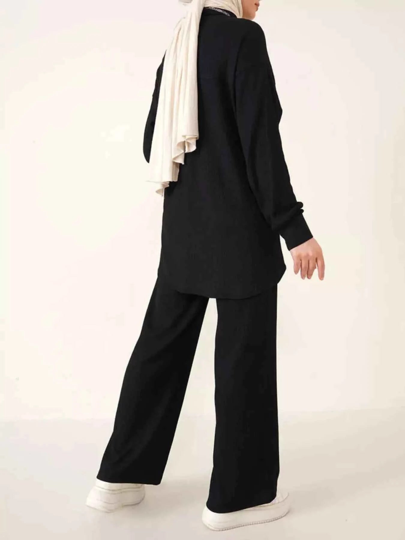 Button Up Long Sleeve Shirt and Pants Set c3a134027b91460ba99c69a051f6e7ff-Max-Origin