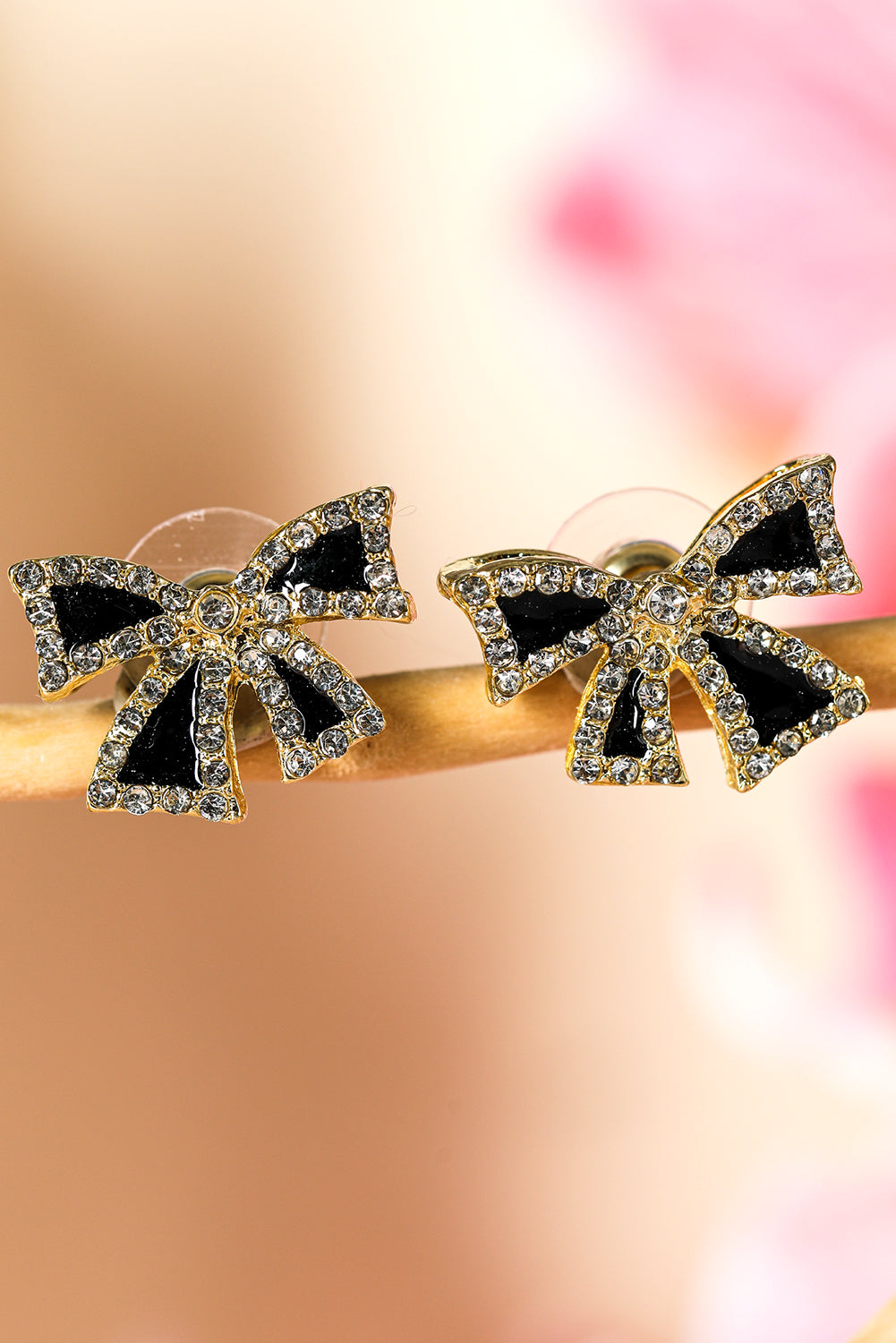 Black Rhinestone Bowknot Stud Earrings c3a9c07e22d0af5a