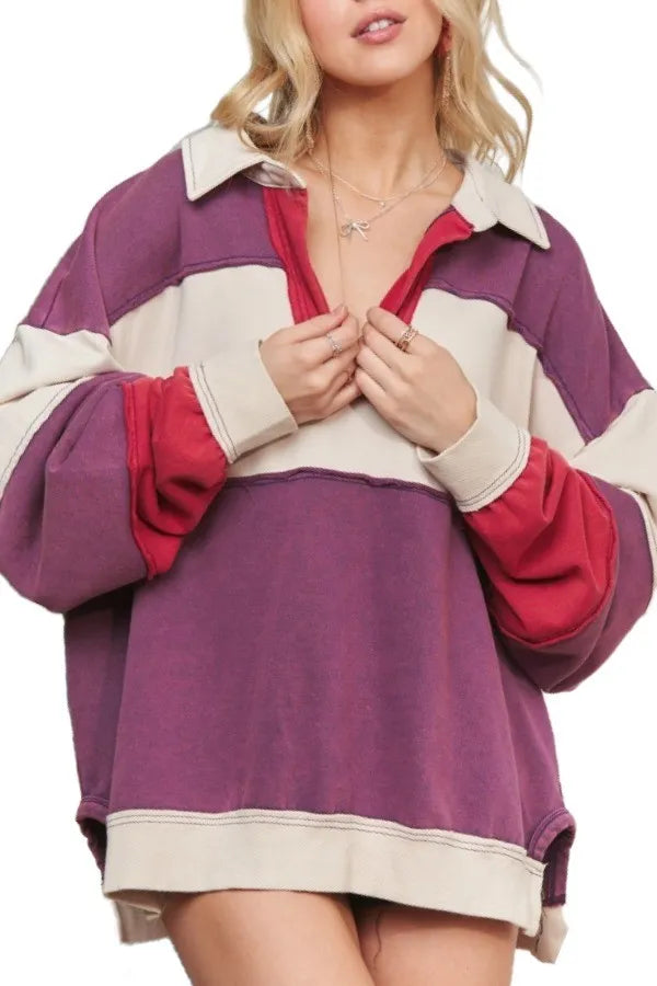 ADORA Out Seam Detail Loose Fit Top PURPLE c3d153d24ed44bd9983ccc53f3724f41-Max-Origin