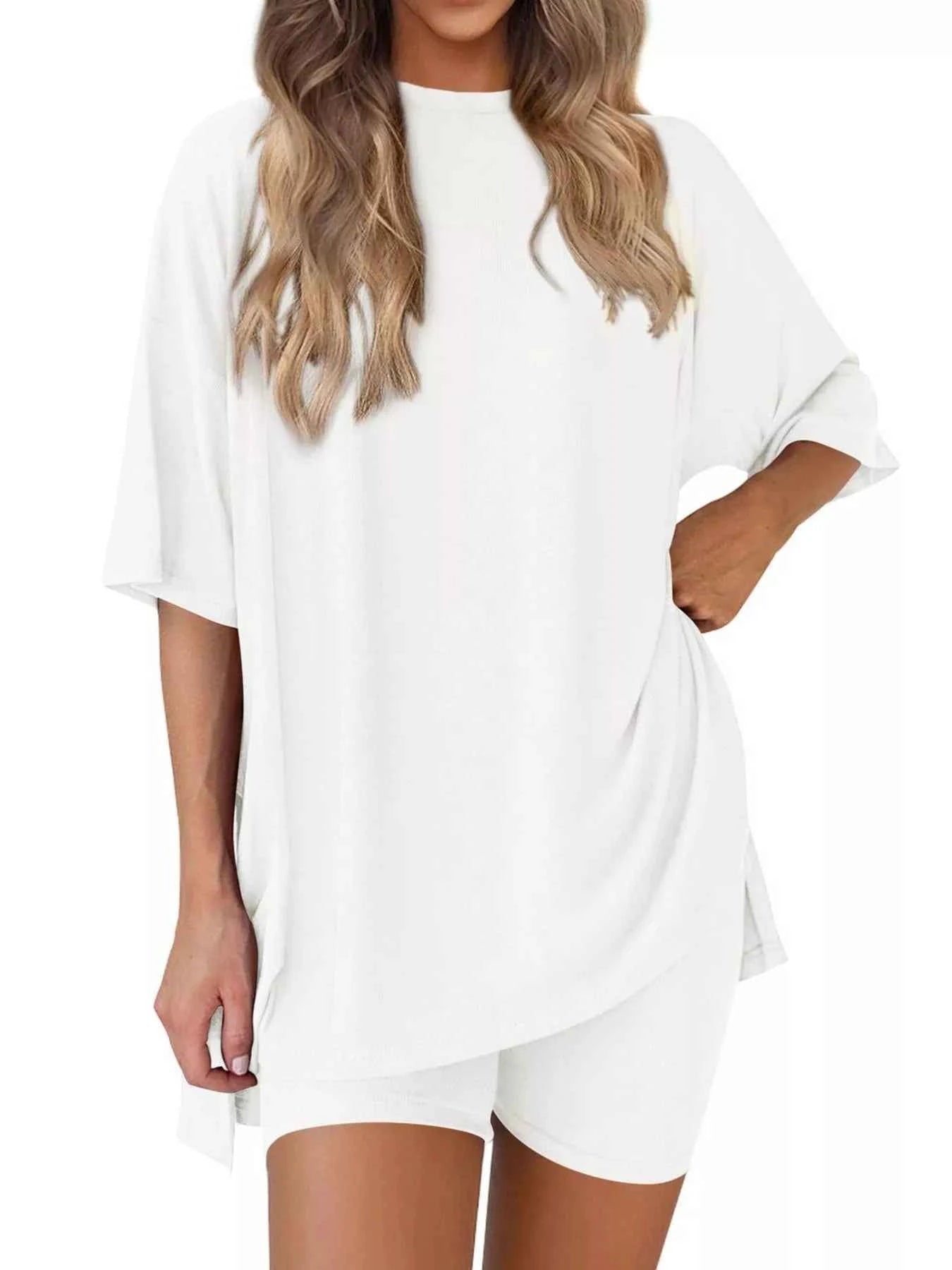 Full Size Half Sleeve T-Shirt and Shorts Set Plus Size White c3da5e4c-fcab-4bad-9615-9e89a806a8f5-Max-Origin