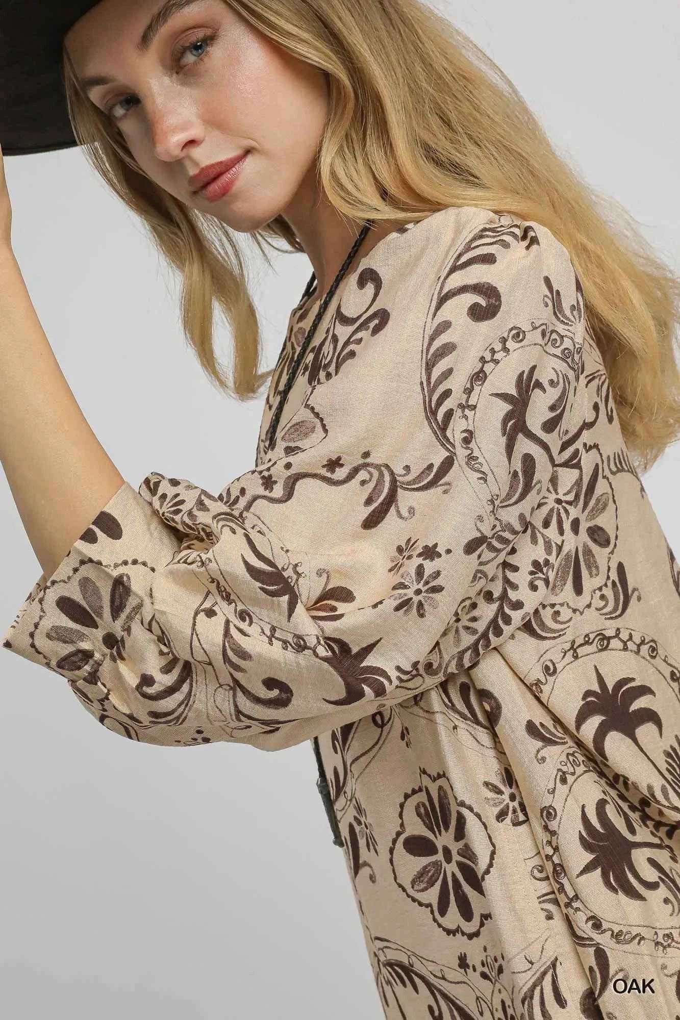 Umgee Boho Printed Balloon Sleeve Mini Dress c3dadb9b-6106-42a2-bb55-2ddcaff4d2d0-Max-Origin