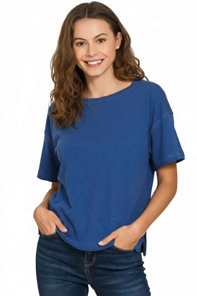 Zenana Cotton Slub Short Sleeve Tee c3db264e-a093-4b7e-88dc-e2a93924ab82-Max-Origin