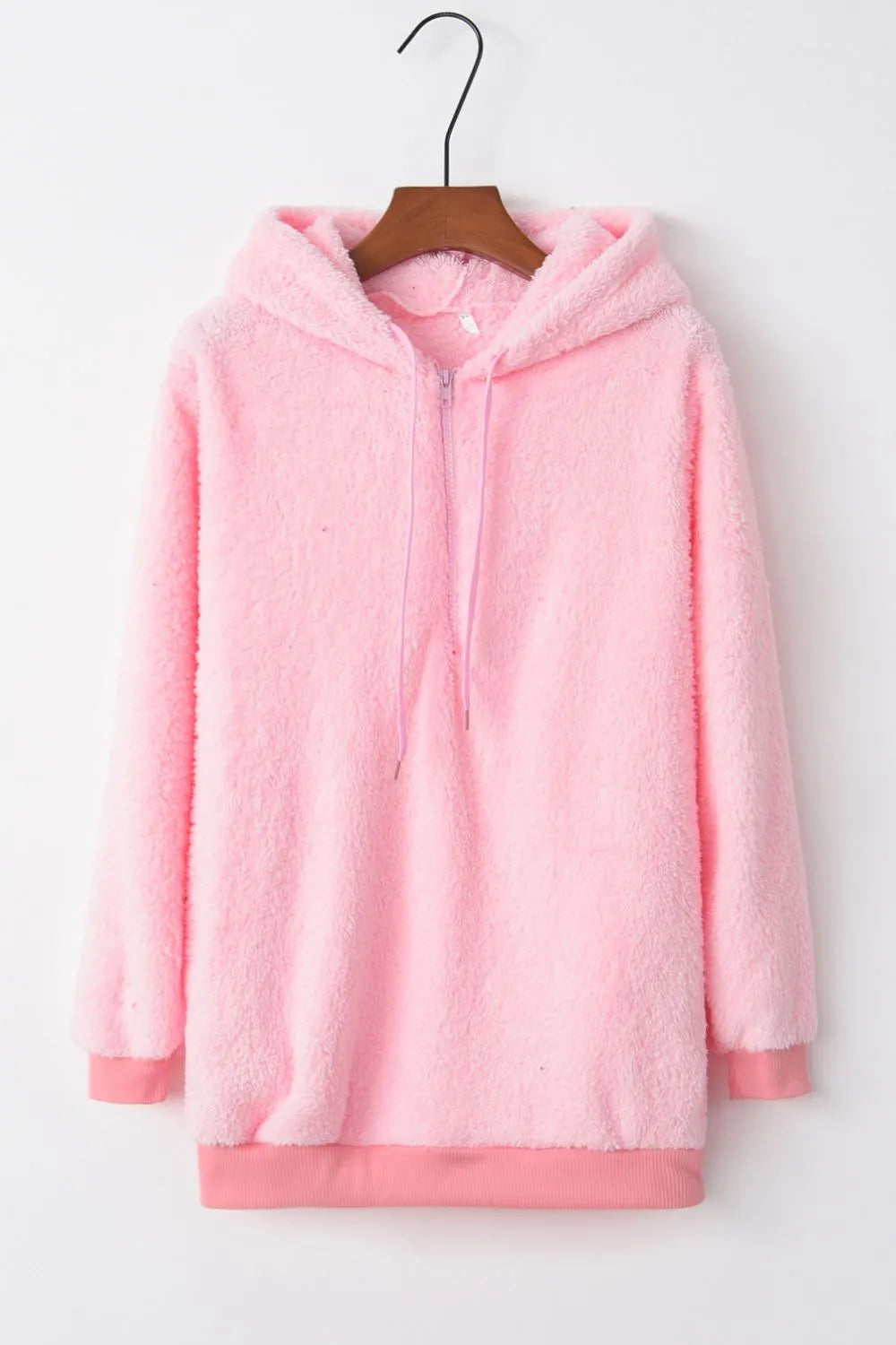 Full Size Quarter-Zip Drawstring Teddy Hoodie c3dba82f-a67a-4632-b8c6-f0a31c55a9b8-Max