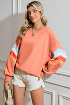 Moonlight Jade Patchwork Drop Sleeve Loose Sweatshirt c3f537595e2f48f9