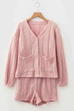 Cable Knit V Neck Cardigan and Shorts Set c3f9bdde-ae82-4a57-b9cf-d54f02188609-Max-Origin