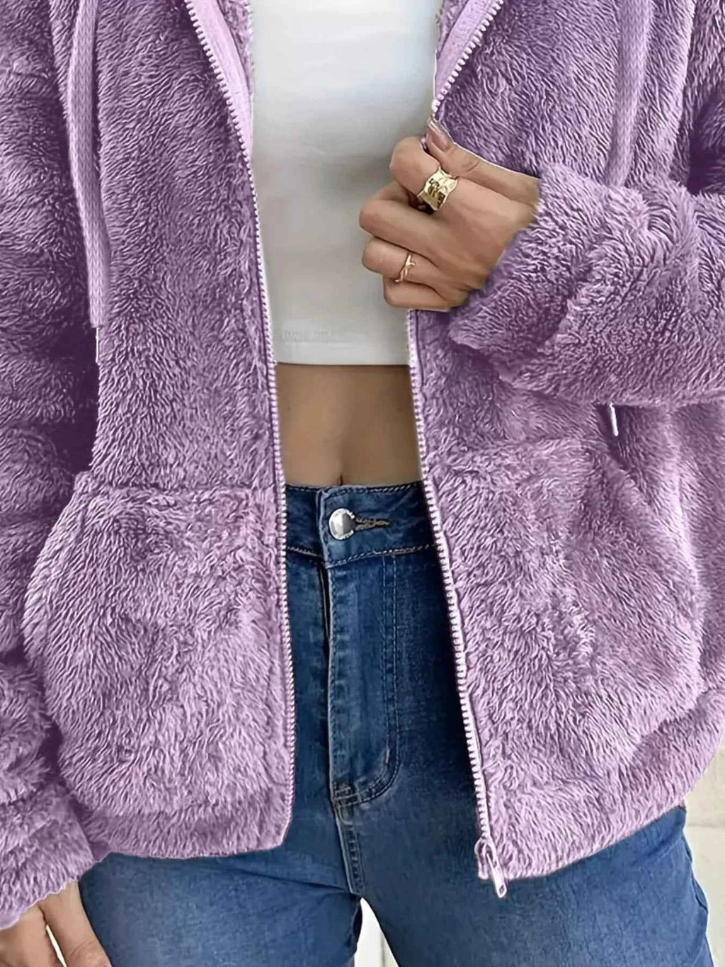 Drawstring Fleece Zip-Up Outerwear c3fb6e28-0c8d-4026-bfac-a5a97f8fec82-Max-Origin