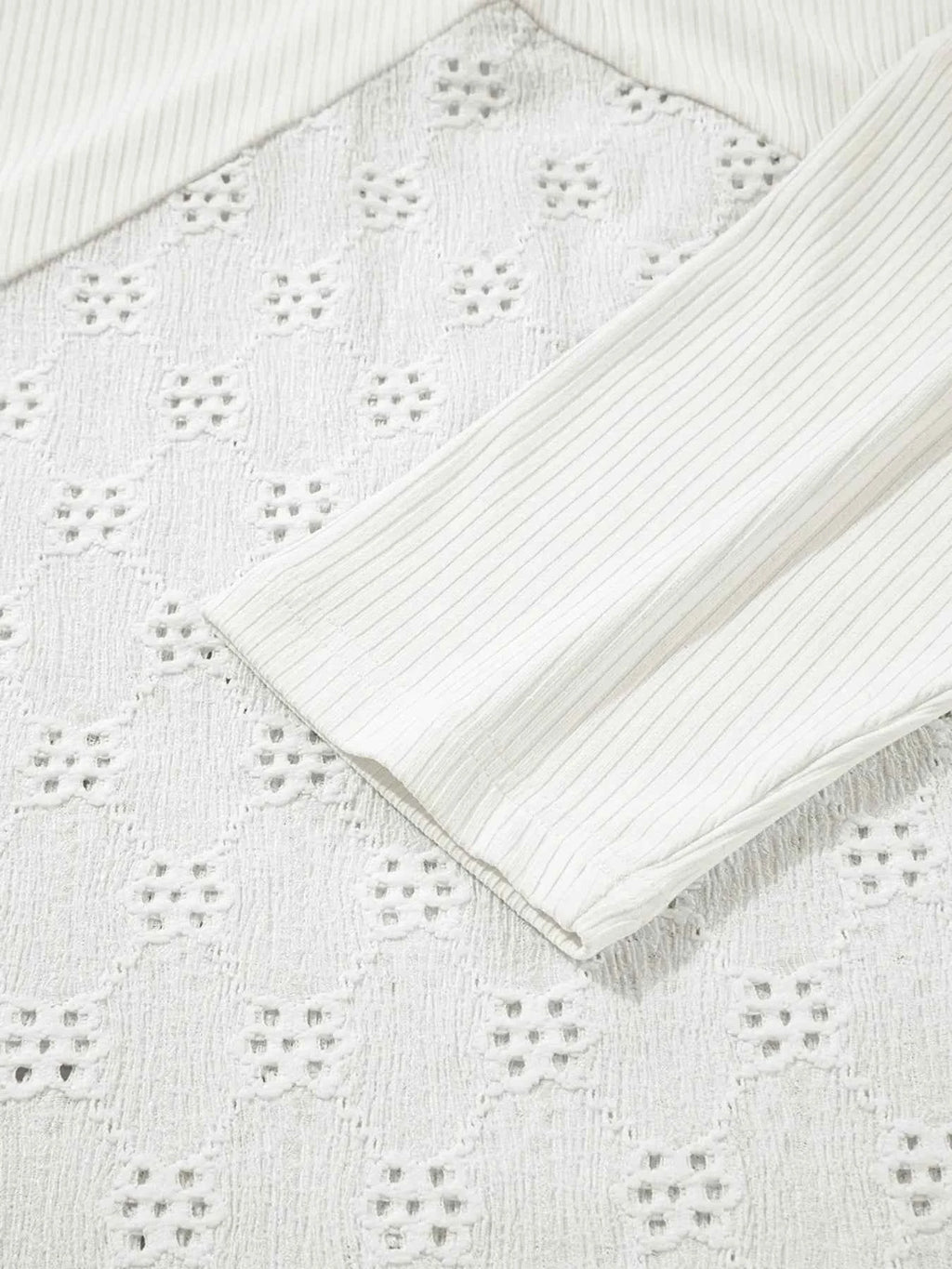 Eyelet Embroidered Loose V Neck Long Sleeve Top c3fc658e0b0c42abb3f85bca14b3c2bc-Max-Origin