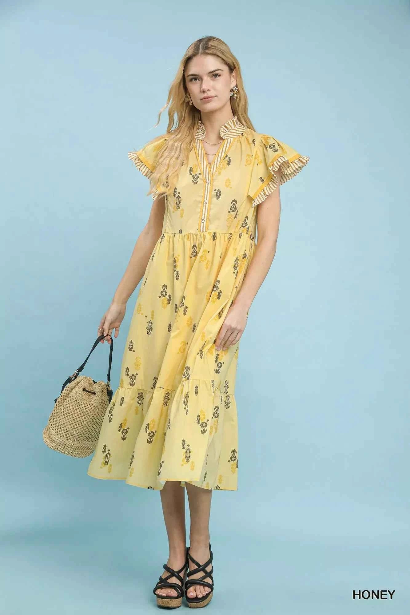 Umgee Floral Ruffle Sleeve Tiered Midi Dress c405fffa-3f48-495f-ae0c-83c152bab365-Max-Origin