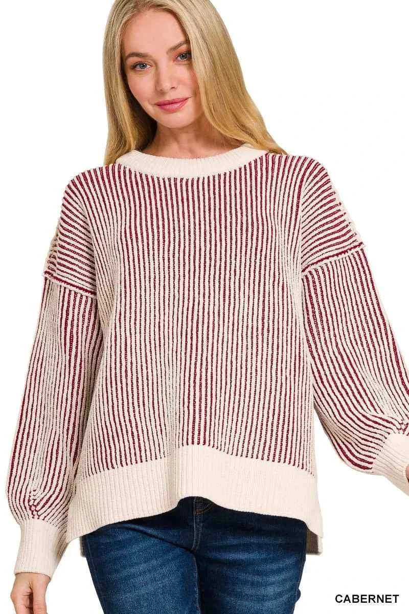 Zenana Two Tone Crewneck Sweater c4067eaee5c14f0a95e660a997b675cf-Max-Origin