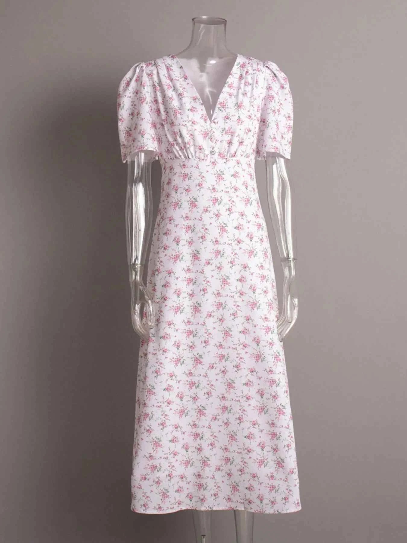 Floral Print Short Sleeve Dress c40d825ab13c4accb76f933263d0b963-Max-Origin