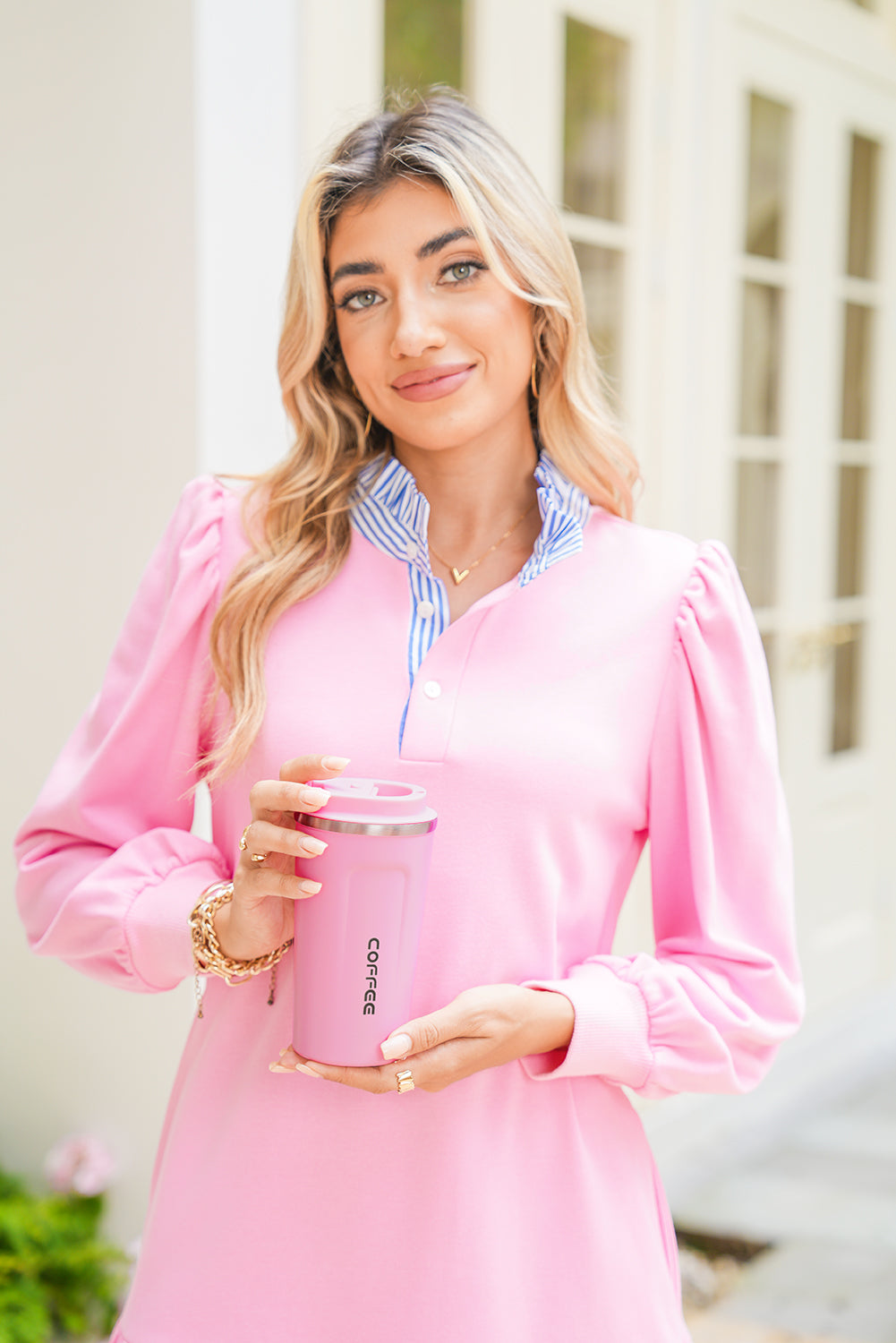 Pink Portable Travel Insulated Coffee Tumbler Cup c40f92851bc3ae2a
