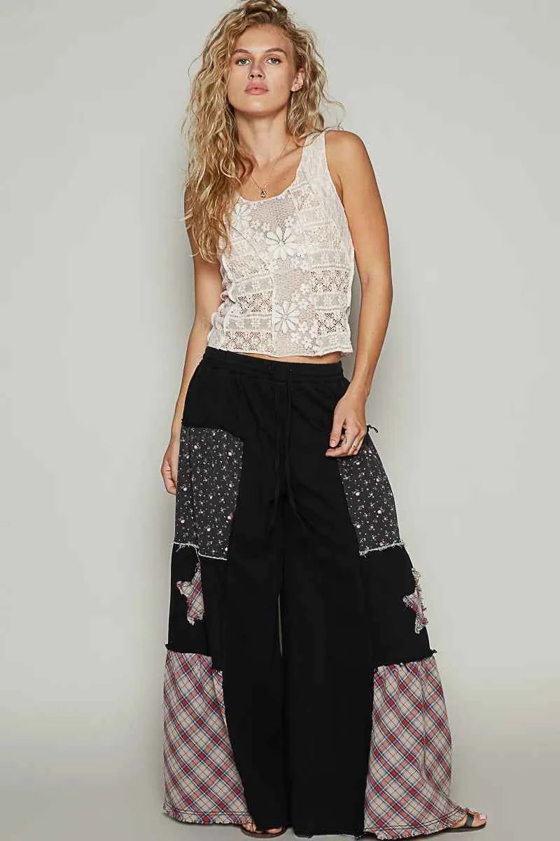 POL Drawstring Star Patch Contrast Wide Leg Pants c414b6c2-bb2b-4a37-939d-dcc8ffdb08d3-Max-Origin