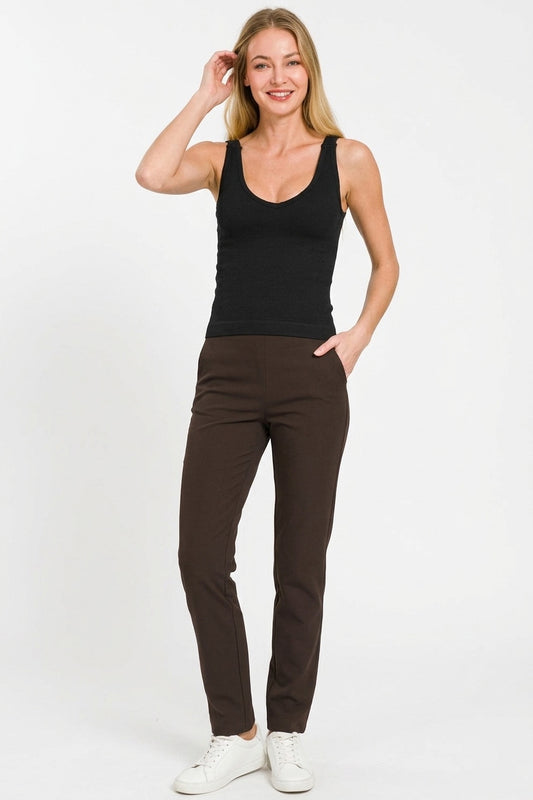 Ribbed Seamless Bra Padded V-neck Tank Top c41e4770-a8a2-4d33-8054-804e491fafc5-Max