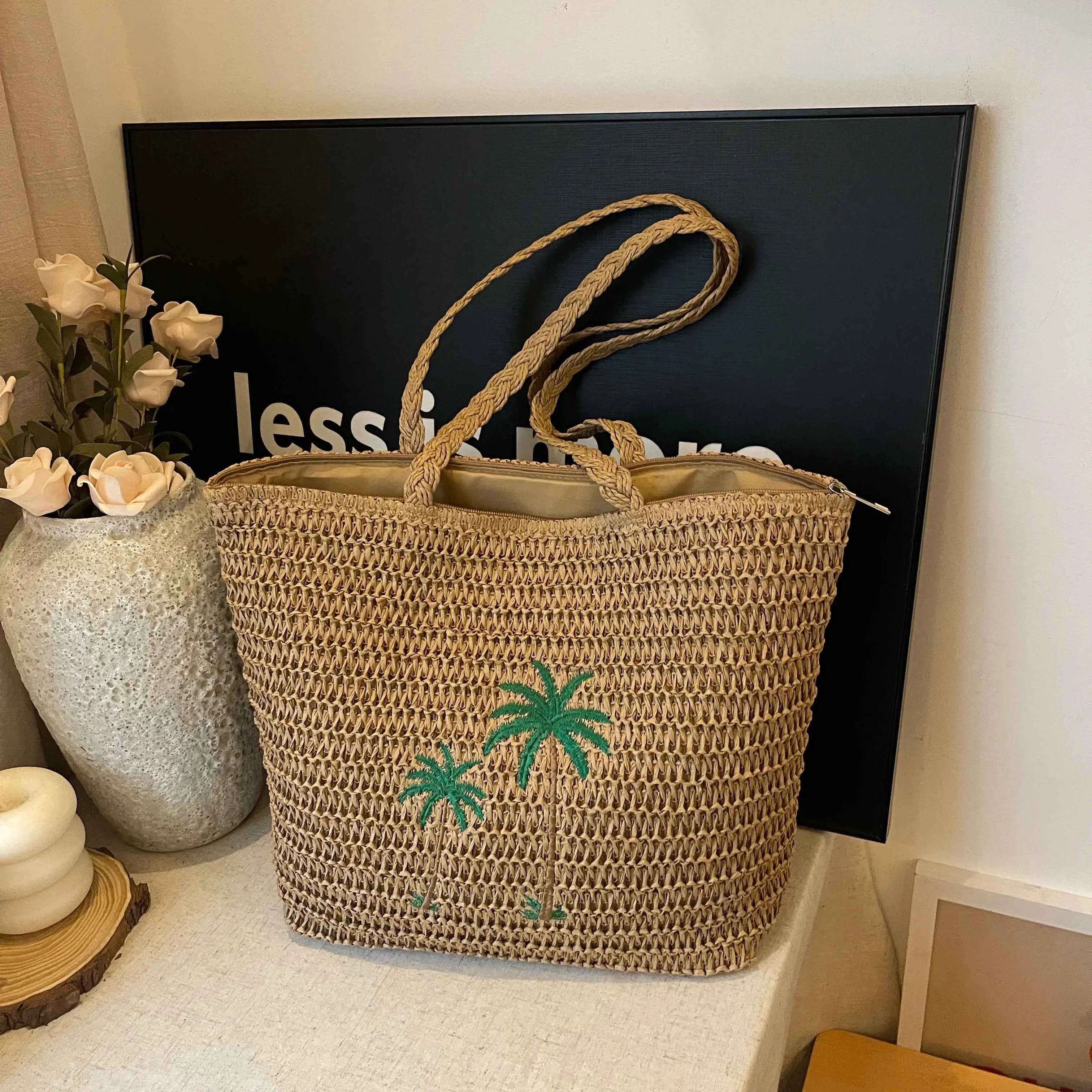Palm Tree Woven Straw Shoulder Bag c4259f2bc1cb4ebbb37b30584bb1f6ad-Max-Origin