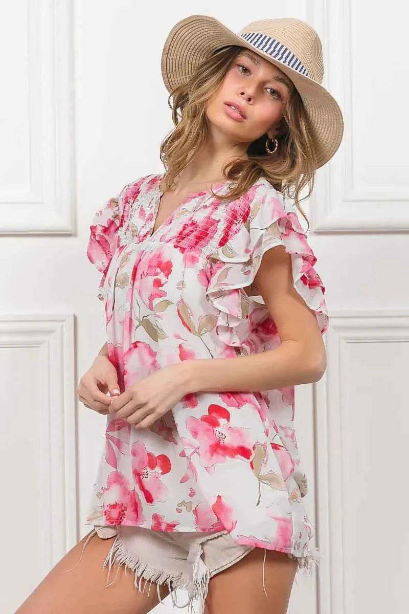 BiBi Floral Print Flutter Sheer Top c4281eec57bf4f5b8512ffe39c59867d-Max-Origin