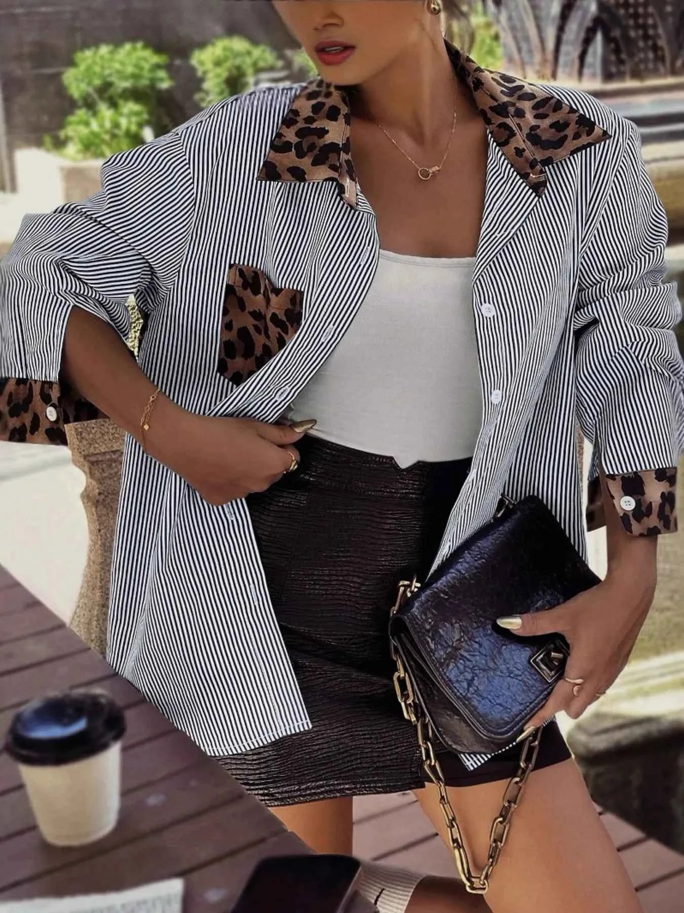 Leopard Striped Button-Up Shirt Stripe c42e27916ce34f908c9556c7d60c81ed-Max-Origin