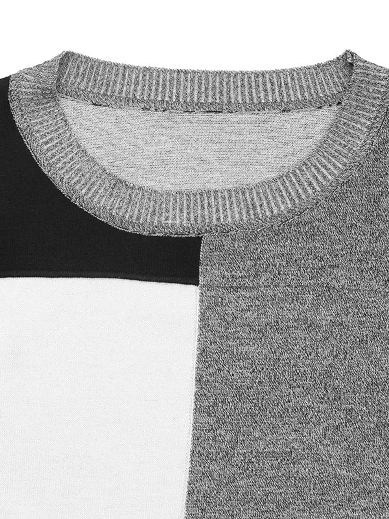Color Block Knit Long Sleeve Sweater c43a6e54a6884af3ab47bd31ded83bde-Max-Origin