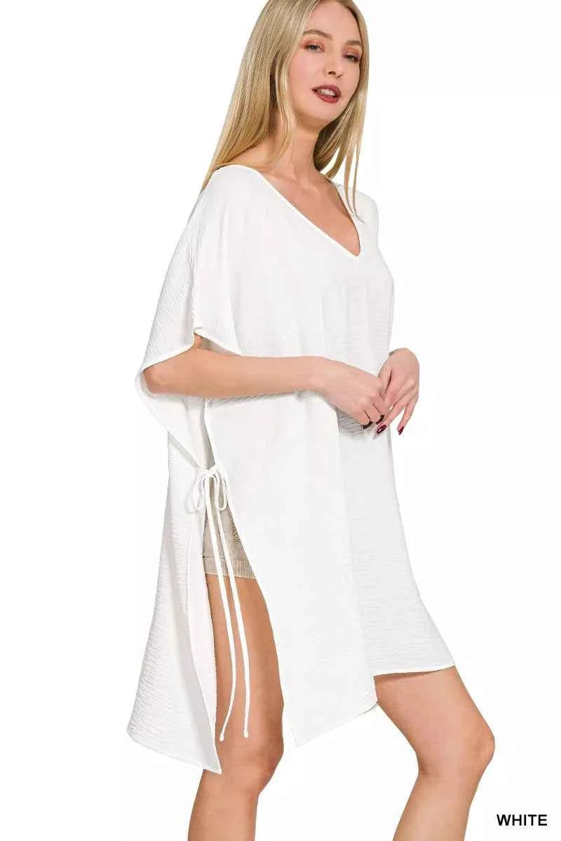 Zenana Woven Airflow Tie Side Cover Up c43c83a3d33148b1be176ecb5fbe32c8-Max-Origin