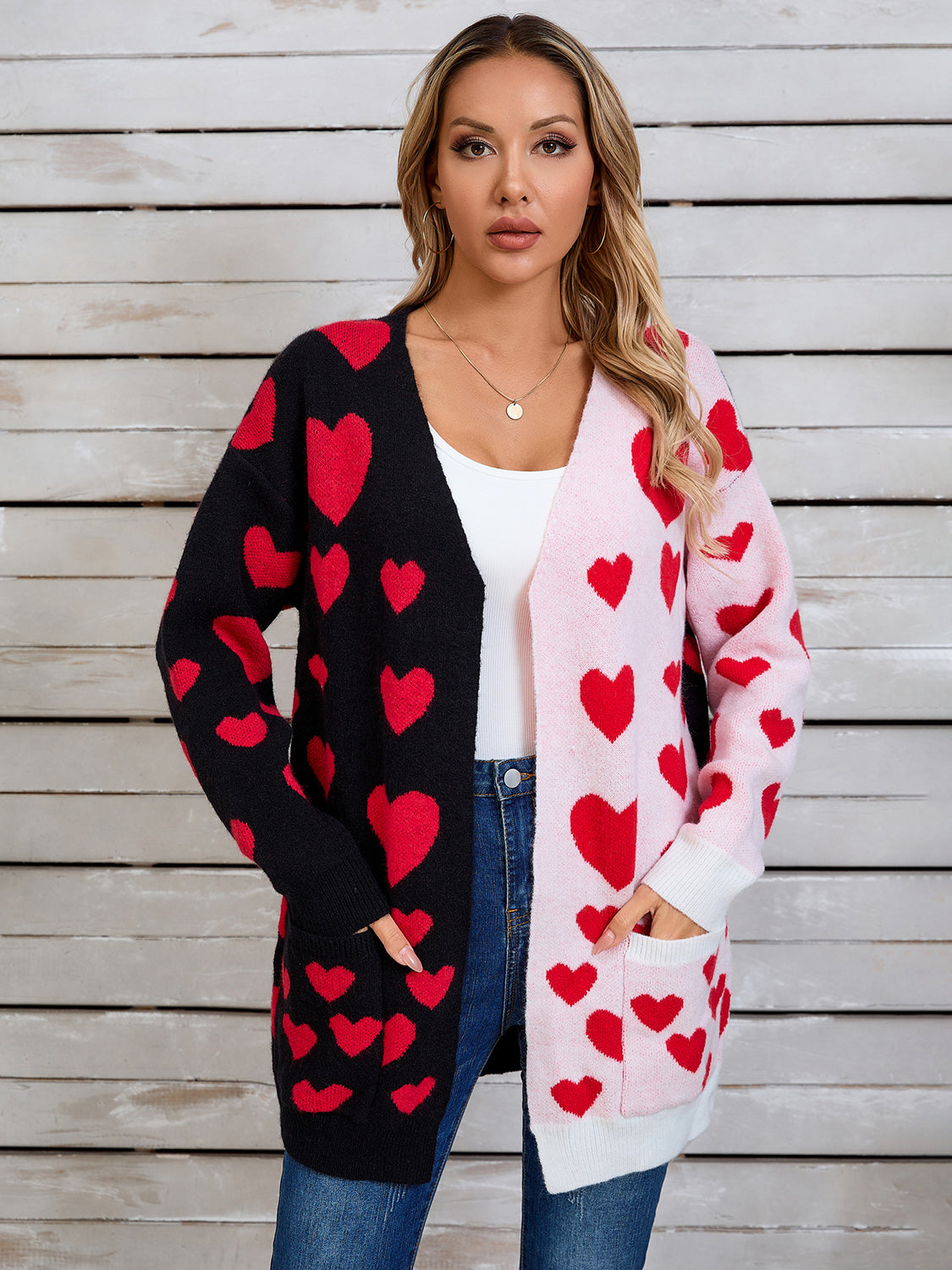 Angel Wings Heart Open Front Long Sleeve Cardigan