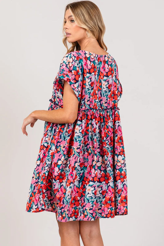 SAGE + FIG Floral Button Down Short Sleeve Mini Dress c4489597-b88c-4c63-a82f-518253e3c201-Max