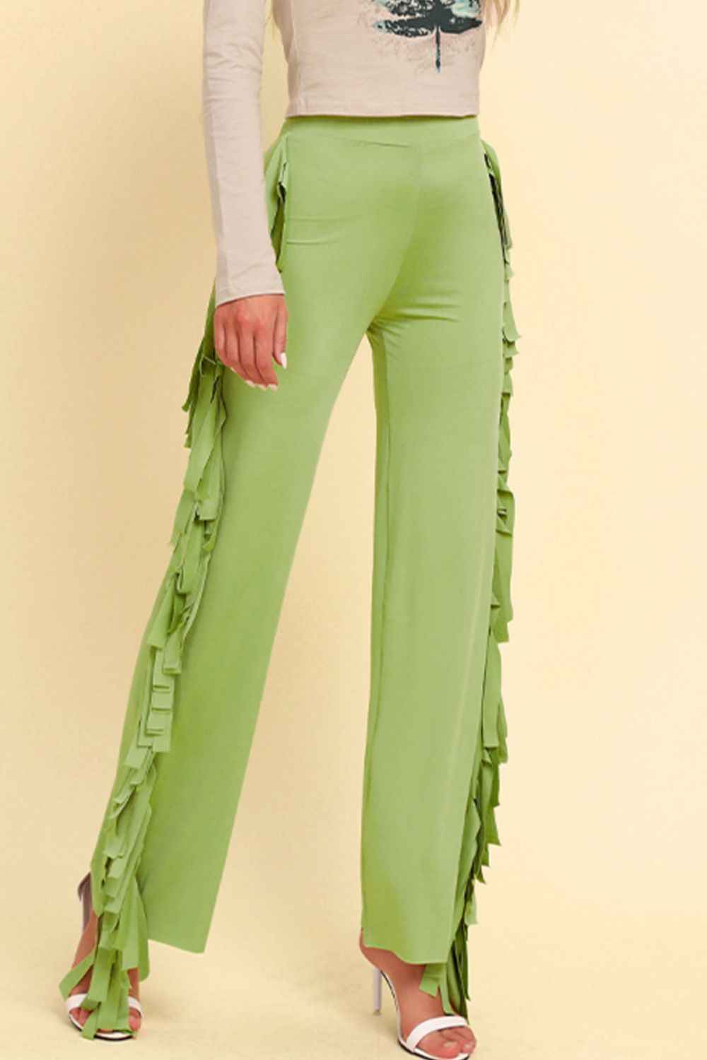 Fringe Trim Wide Leg Pants c44ab6db8163447b869cf789121330dd-Max