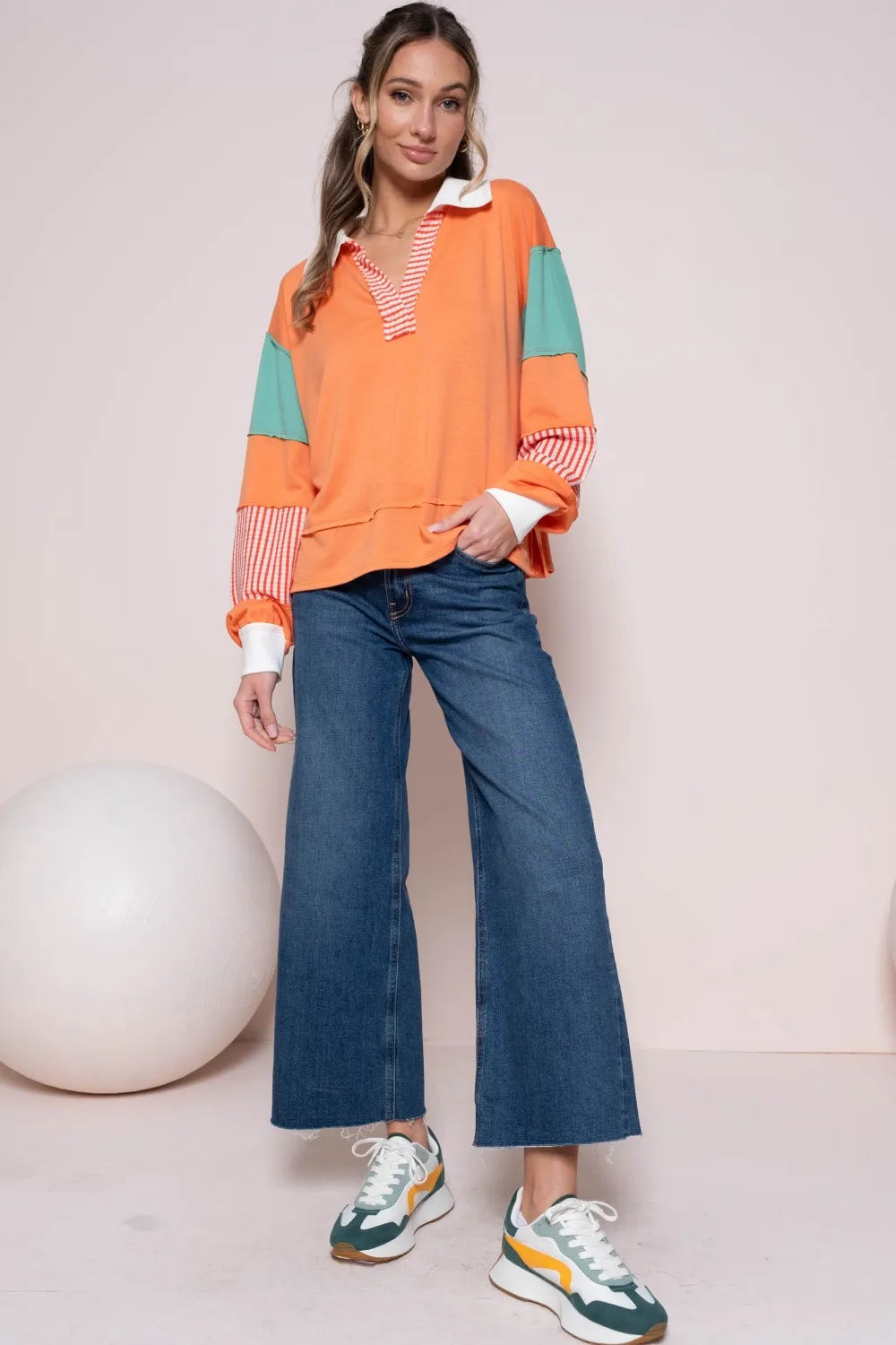 Hailey & Co Color Block Top with Striped Panel c44c41bf-f0e2-46f0-bbdf-41b16ffa0b72-Max