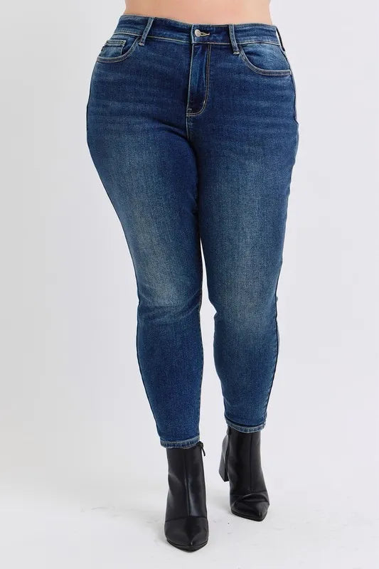Judy Blue Full Size Run Mid-Rise Waist Skinny Jeans with Thermal Lining c44eec54-a7b0-4981-9693-bb4033786b36-Max