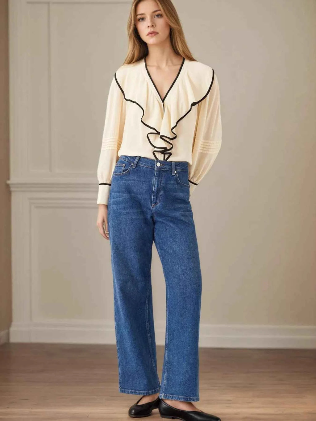 Ruffled Long Sleeve Blouse c45349f772ca4f1592b129cdd57dec11-Max-Origin