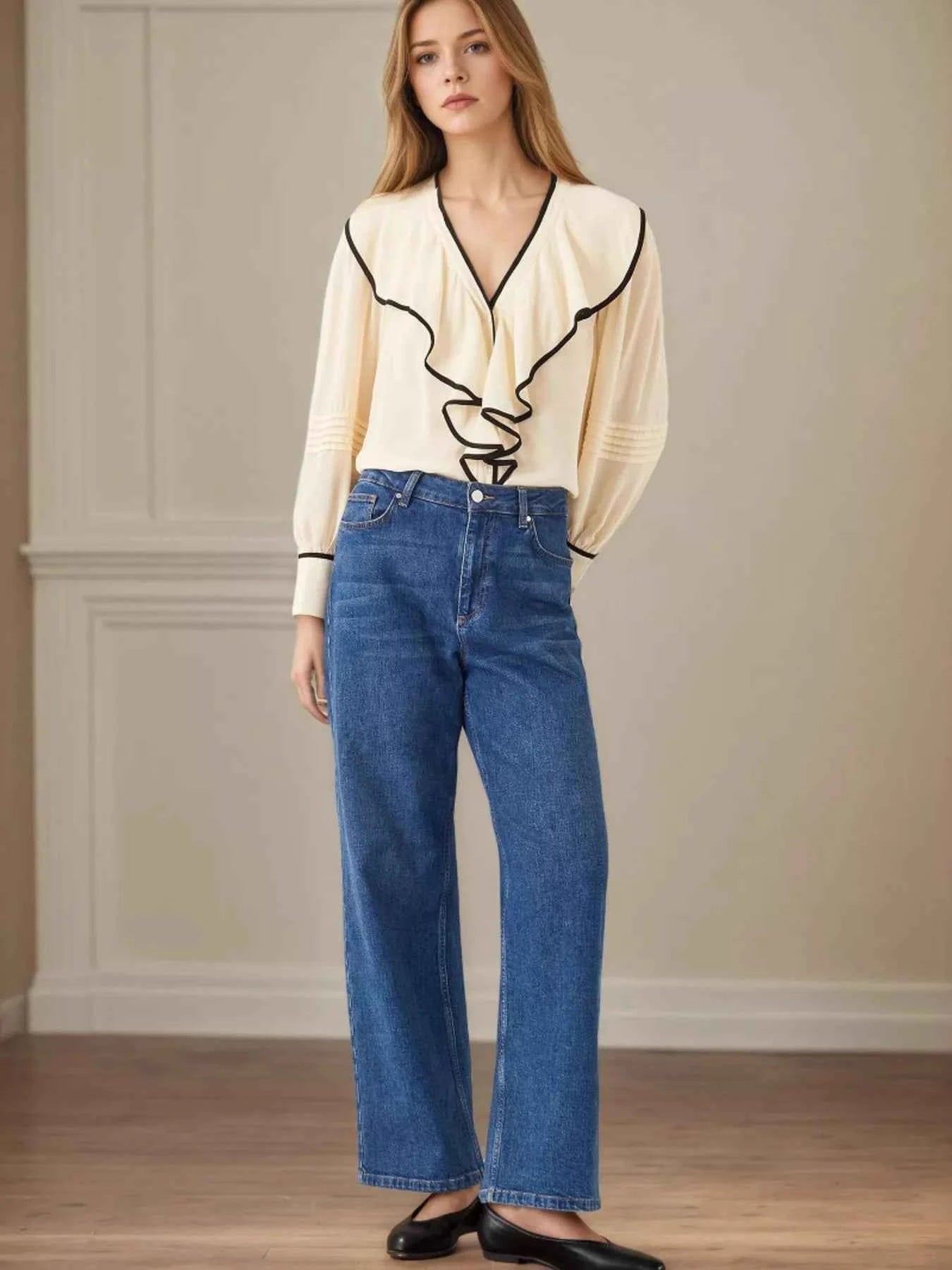 Ruffled Long Sleeve Blouse c45349f772ca4f1592b129cdd57dec11-Max-Origin