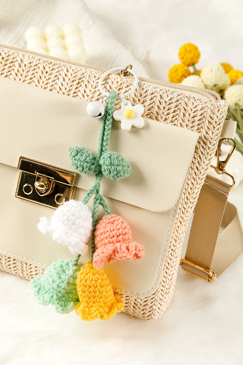 Meadow Mist Green Cute Crochet Flower Keychain c458879b782a600b