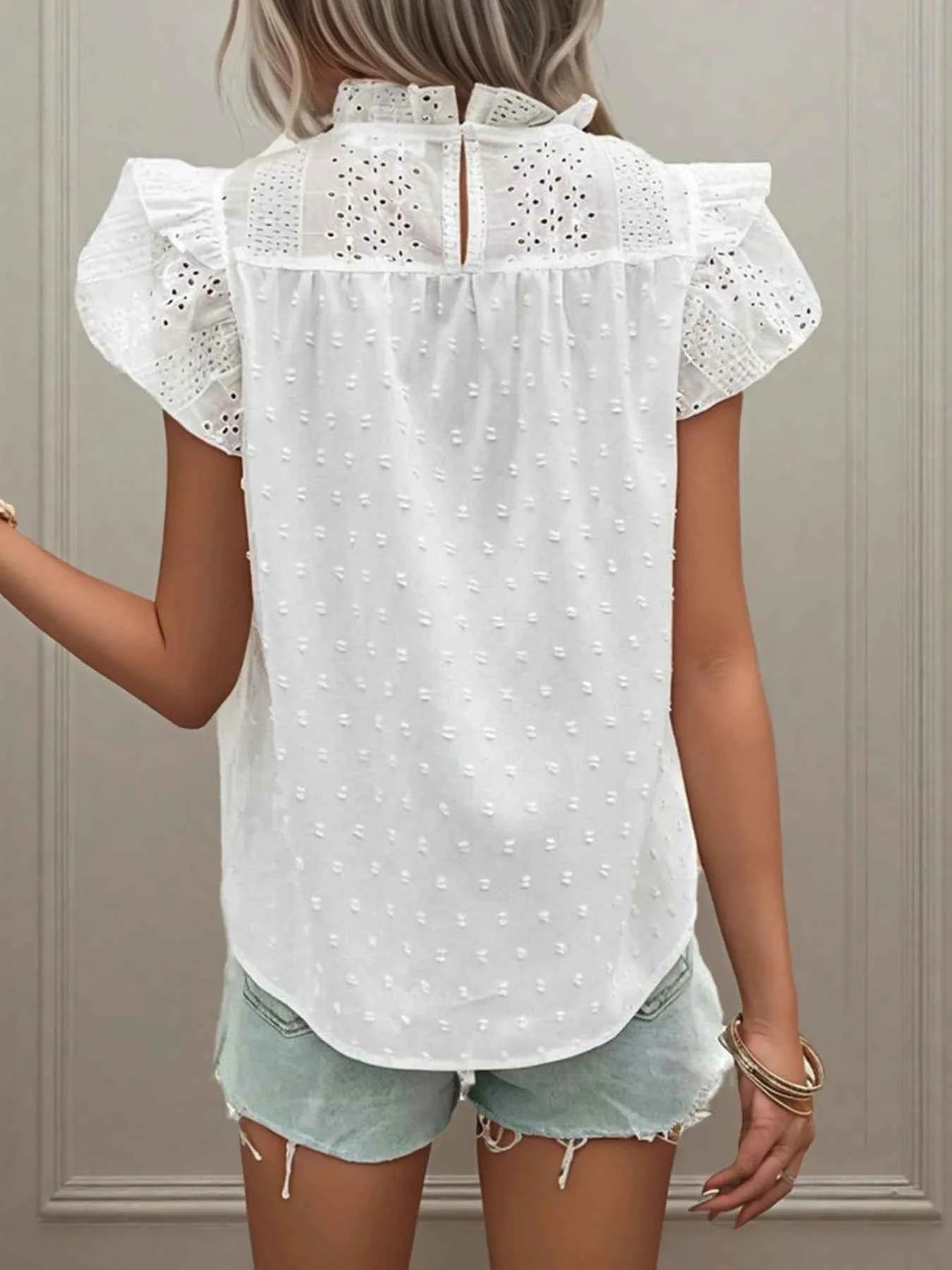 Eyelet Swiss Dot Cap Sleeve Blouse c45b002462174bd6a0e2a466fc1586c9-Max-Origin