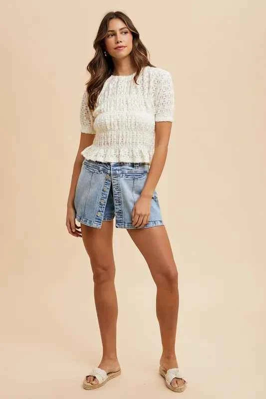 Button Detail Stretch Denim Wrap Mini Skort c4622dc16267434683c64701e5ff630d-Max-Origin