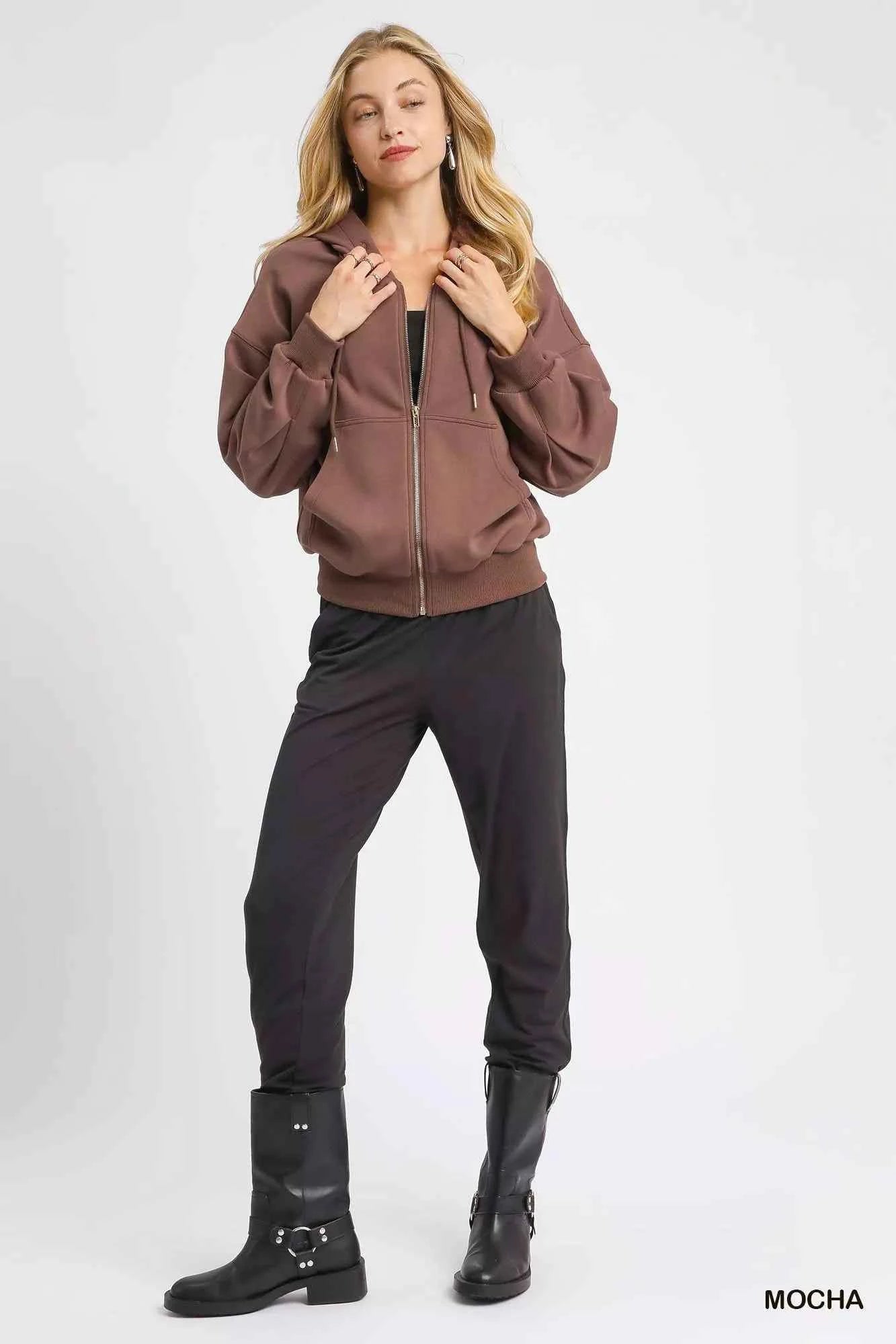 Umgee Zip-Up Fleece Hooded Jacket c4629ebb-4e35-4ad7-8867-5db20020c545-Max-Origin