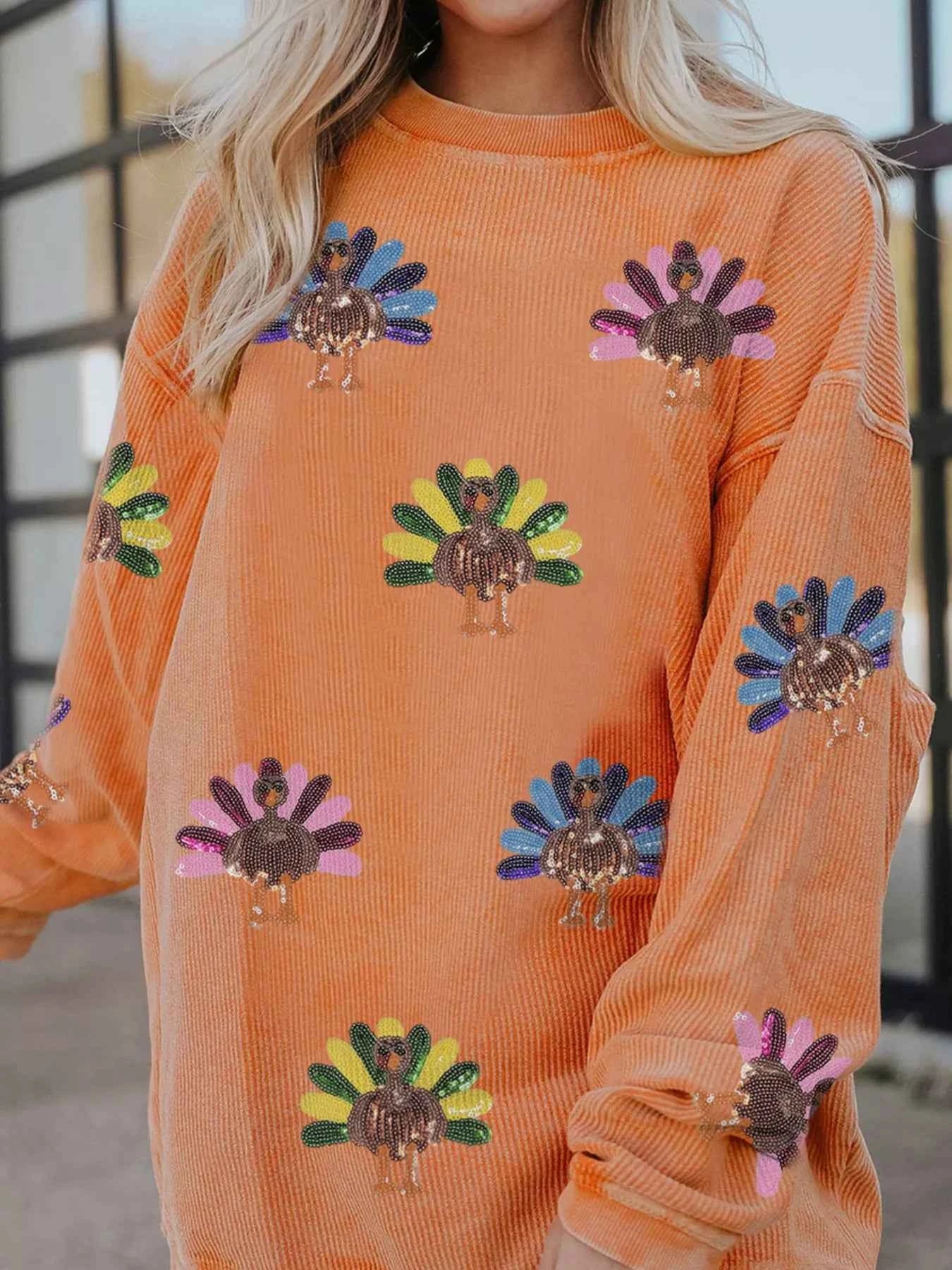 Turkey Graphic Corded Baggy Sweatshirt c467ced9bbb141b5b28e445032674385-Max-Origin