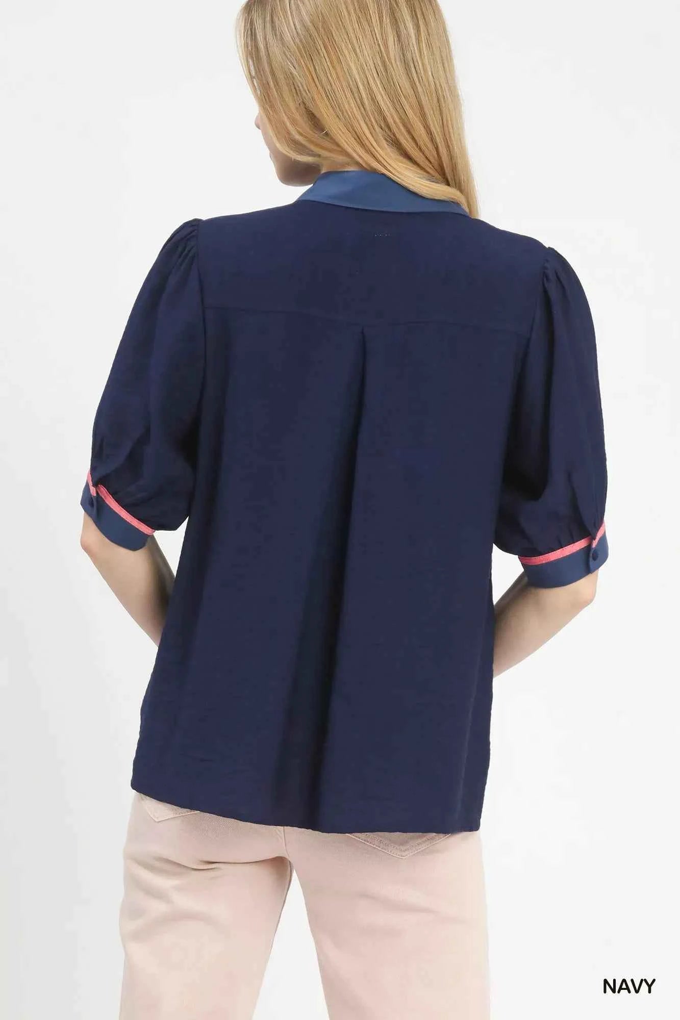 Umgee Embroidered Puff Sleeve Contrast Trim Top c46f8ee9-dba7-4a7c-91b1-019657b38b30-Max-Origin