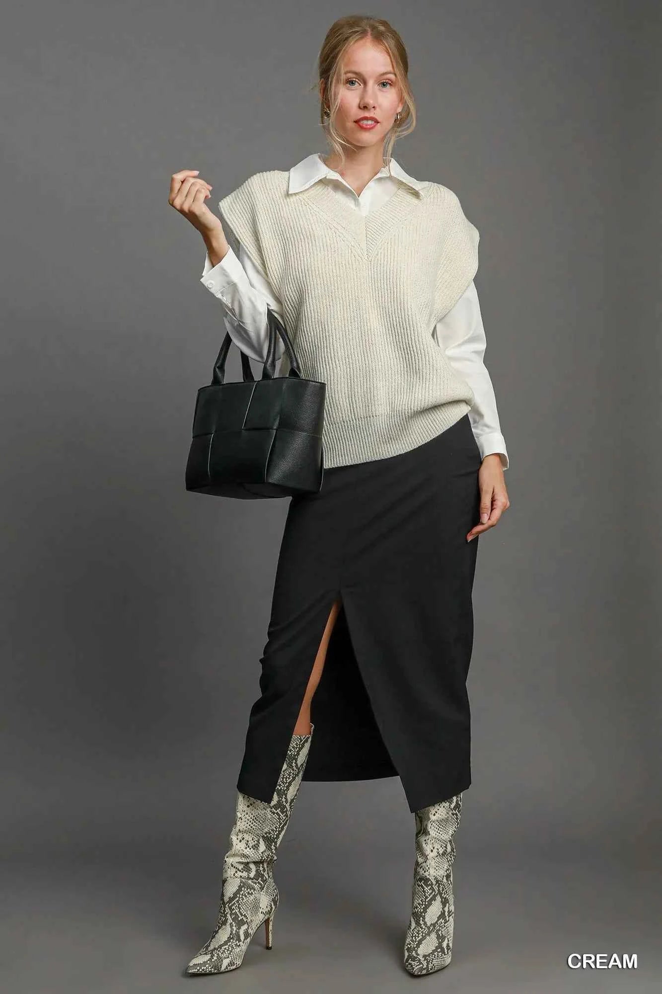 Oversized V Neck Vest c47cbaa1-e4d1-4290-9cc2-040385017b56-Max-Origin