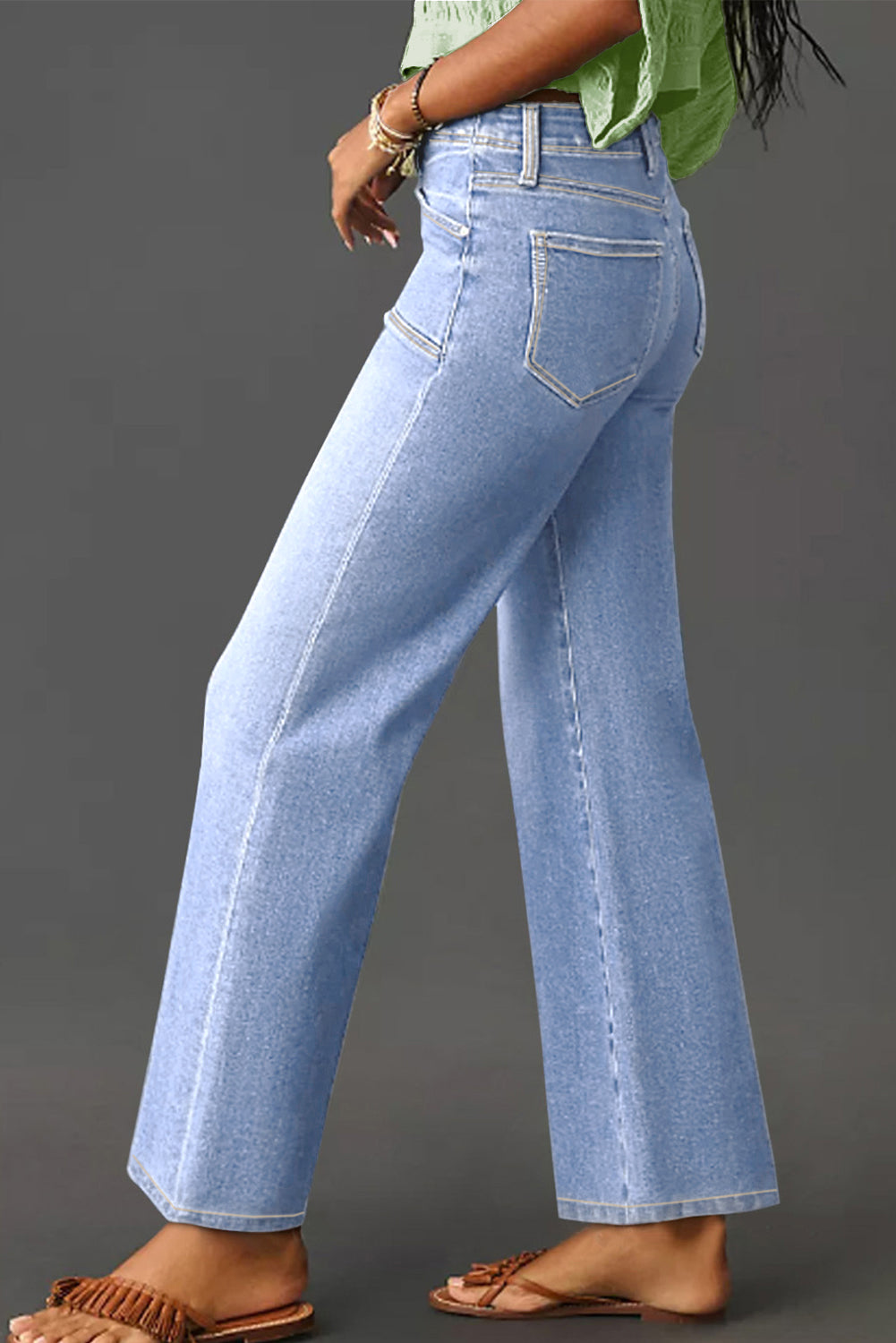 Dusk Blue Loose Straight Leg Cropped High Waist Jeans c47f97a266e524be