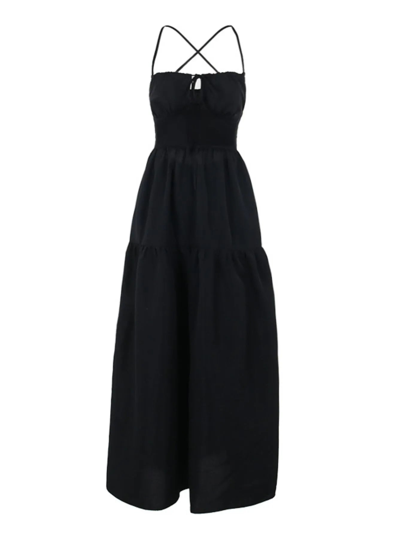 Tiered Lace Up Spaghetti Straps Maxi Dress c4803809-07b9-41c3-aef2-a1d46f4a41b5-Max-Origin