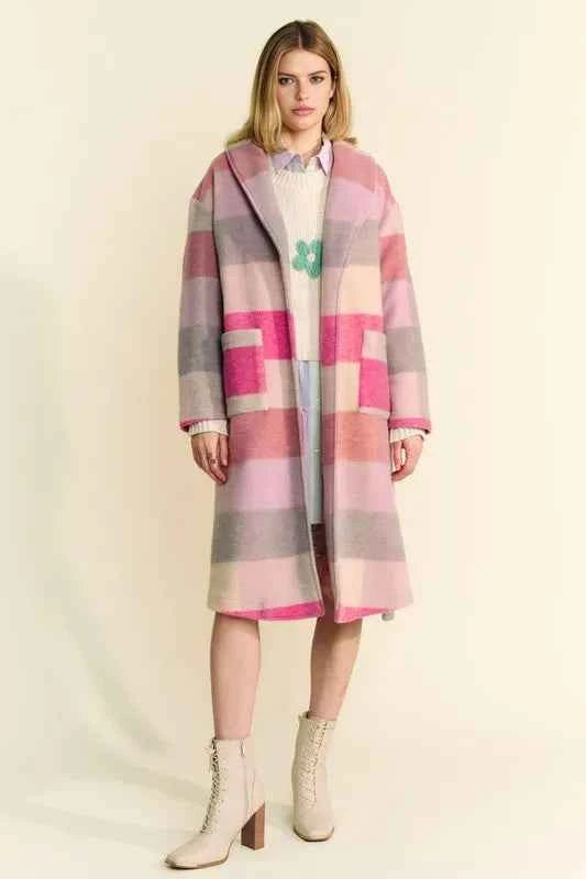 Davi & Dani Tied Color Block Collared Neck Coat c482cc95-8dad-41c3-90ae-fc239555cb20-Max