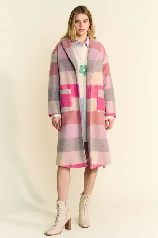 Davi & Dani Tied Color Block Collared Neck Coat c482cc95-8dad-41c3-90ae-fc239555cb20-Max