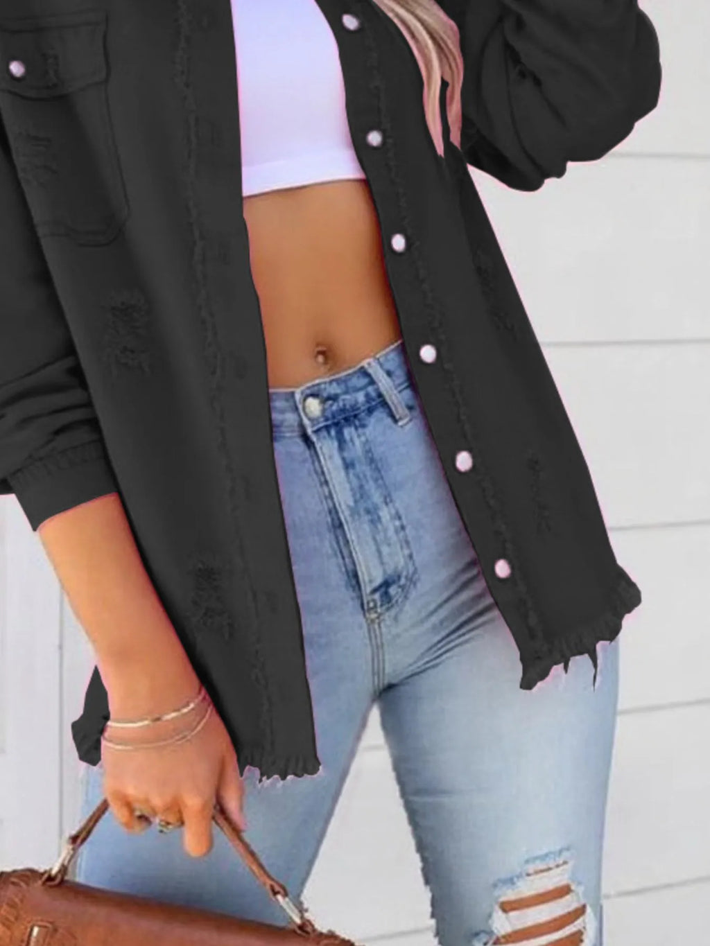 Distressed Denim Jacket with Frayed Edges c4859614-a7fe-41dc-a7a9-8579c75bd351-Max-Origin