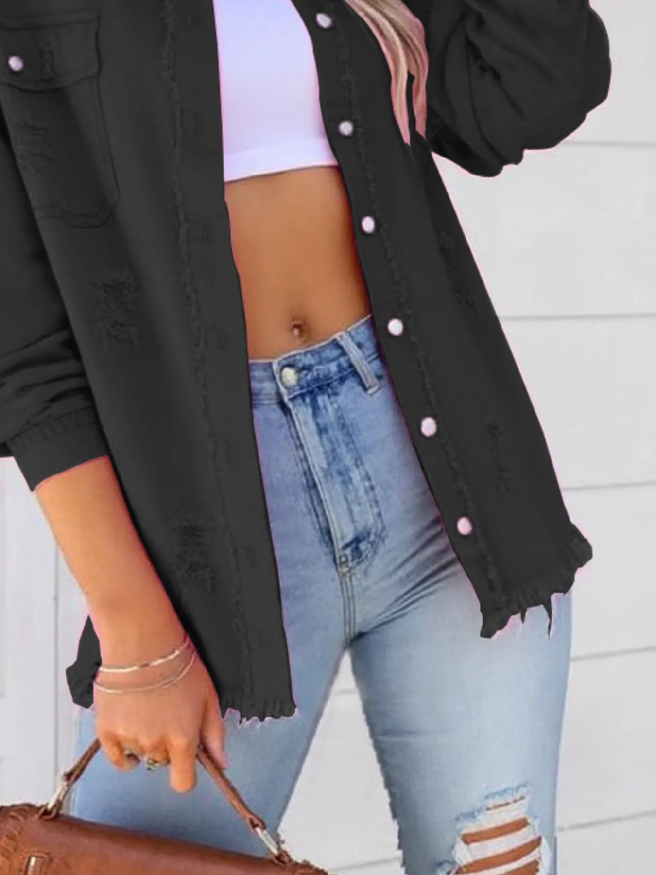 Distressed Denim Jacket with Frayed Edges c4859614-a7fe-41dc-a7a9-8579c75bd351-Max-Origin