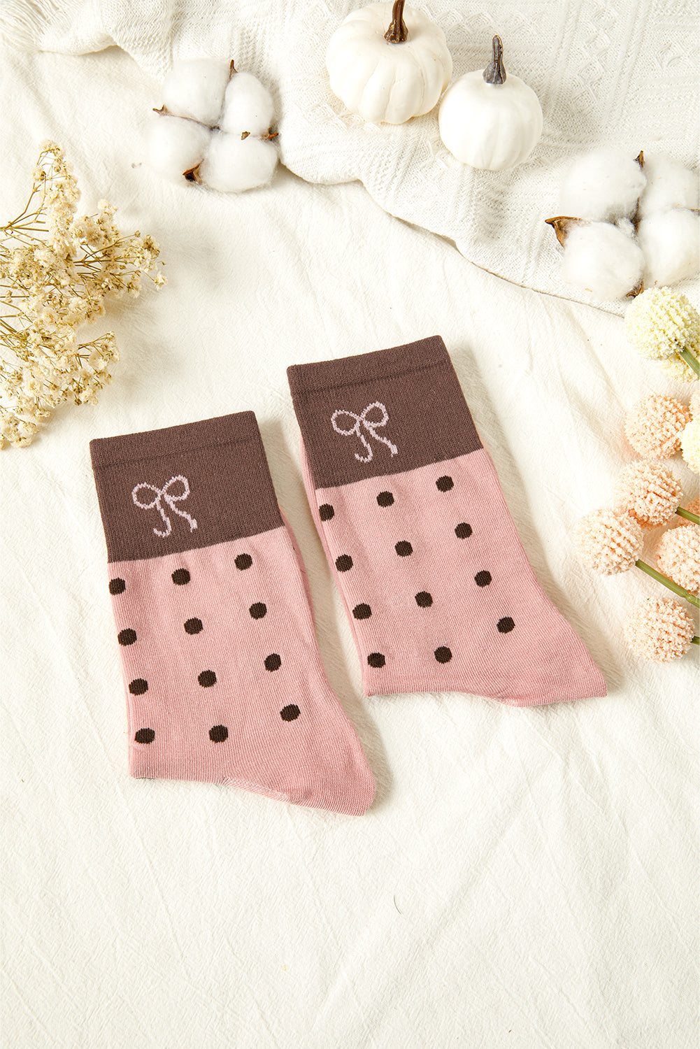 Blossom Bow Polka Dot Colorblock Socks c487828e5f1bb361