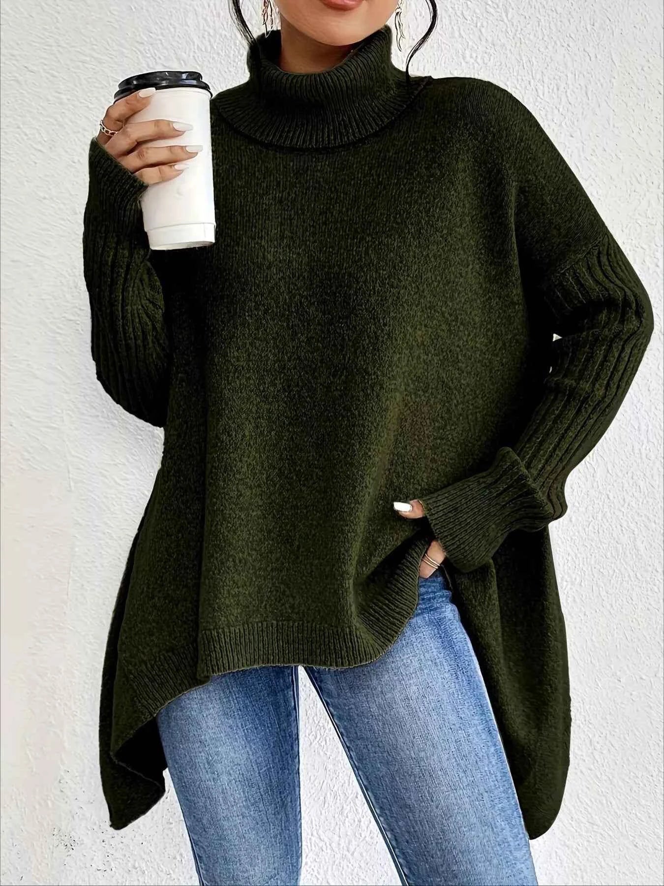 Turtleneck Dropped Shoulder Sweater Sage c48af0b6-67d8-4a78-a5c1-e90f6013d0ec-Max-Origin