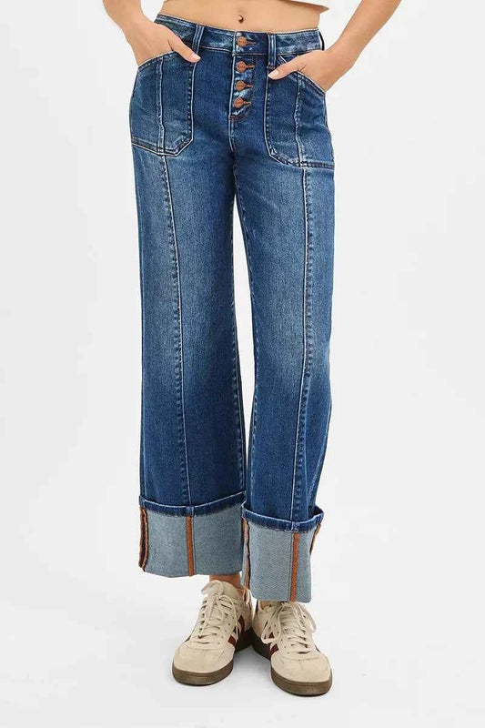 Full Size High Rise Crop Wide Straight Cuffed Jeans Plus Size c48c2735fc244e02a37b4de04be80352-Max-Origin