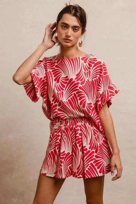 Print Woven Ruffled Sleeves Top c49025d0a5be4eadb7fded941393b219-Max-Origin