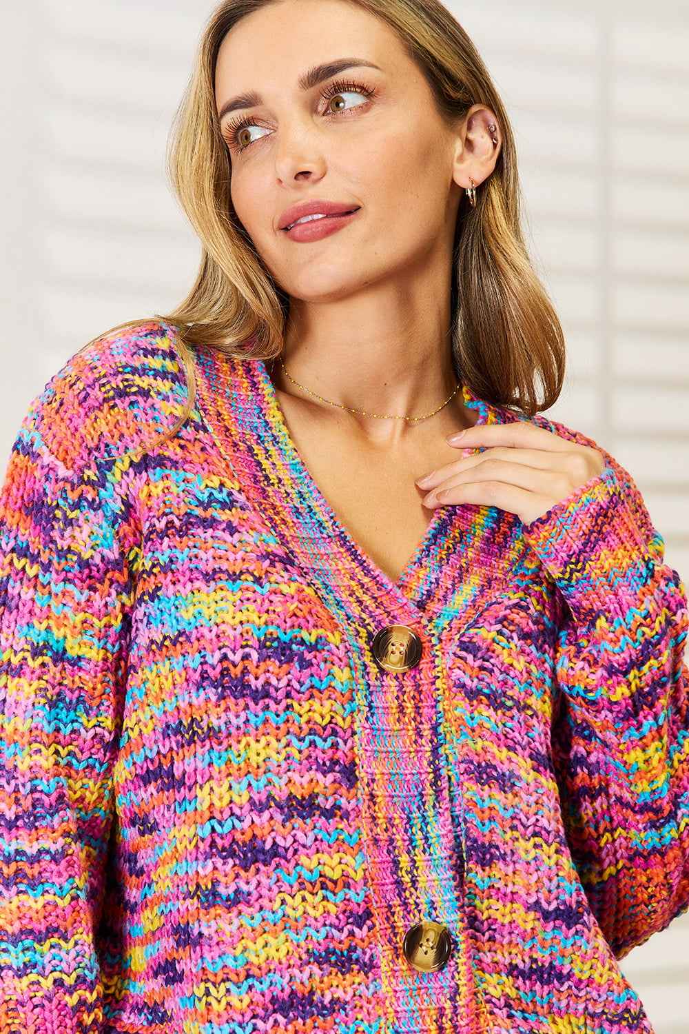 Angel Wings Woven Right V-Neck Long Sleeve Cardigan c49585553ab14a76b1393d9e300f44db-Max
