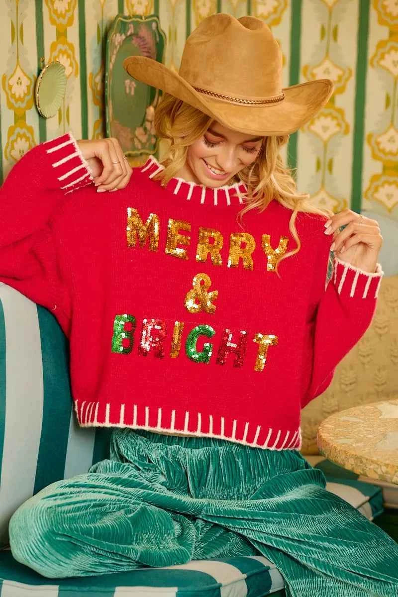 BiBi Christmas Theme Sequin Lattering Sweater c498786a40284f6f9f776aba8b89d2bc-Max-Origin
