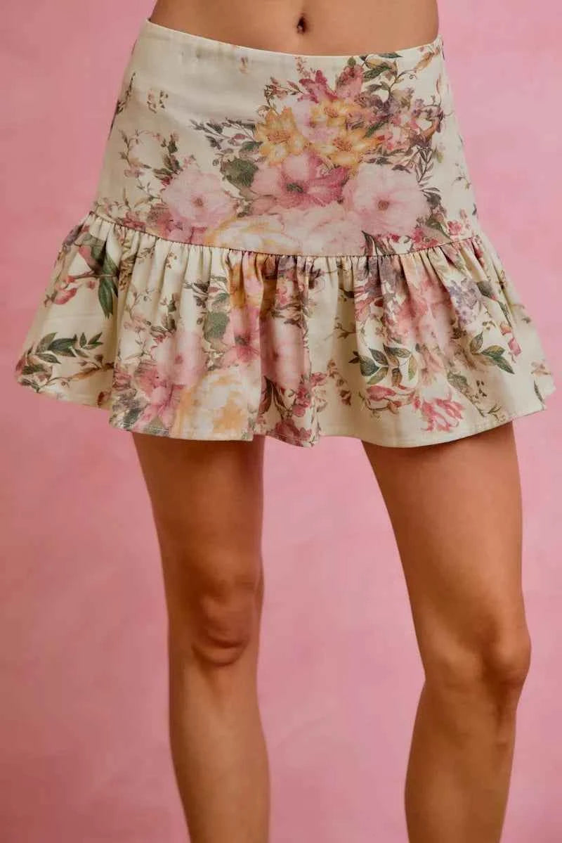 SO ME Floral Print Fit and Flare Mini Skirt c4998f1b2e7c4260864b40626e006ed5-Max-Origin