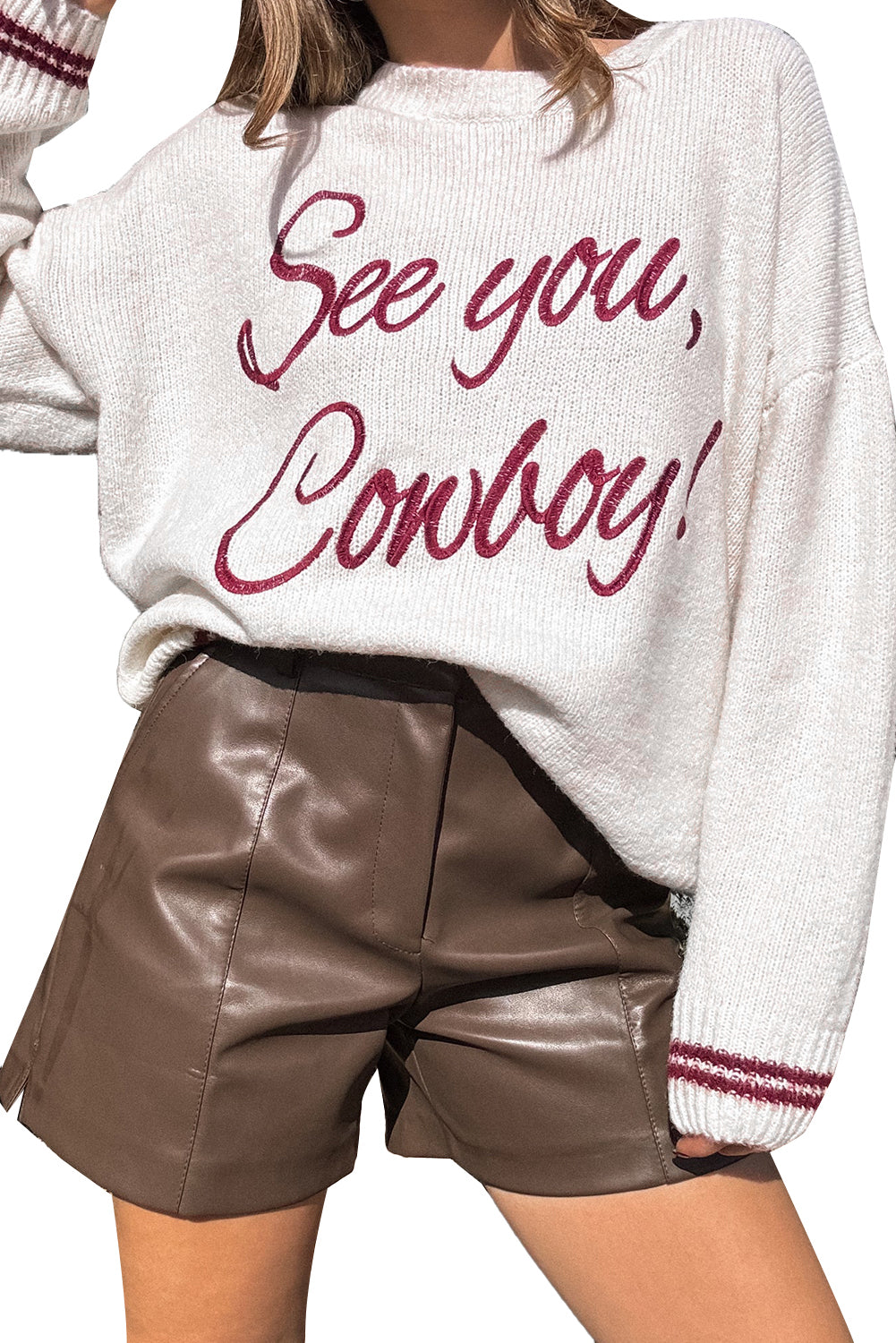 White Letter Embroidered Graphic Sweater c4a52220a27ddf1c